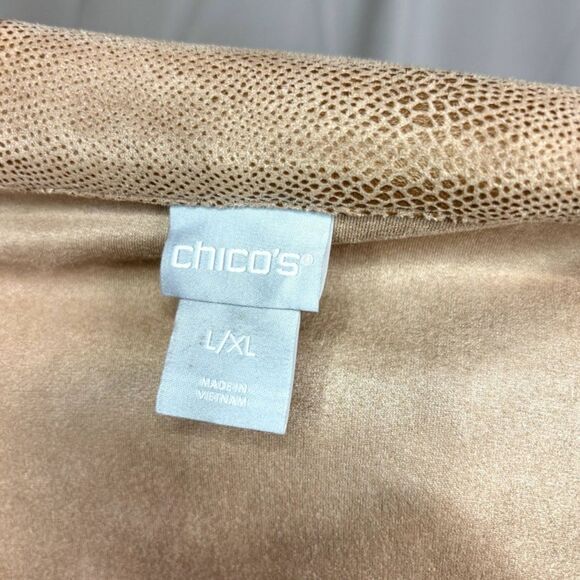 Chicos Womens Trucker Cape Oversized Ruena Desert Tan Faux Suede Reptile Print - Picture 8 of 10